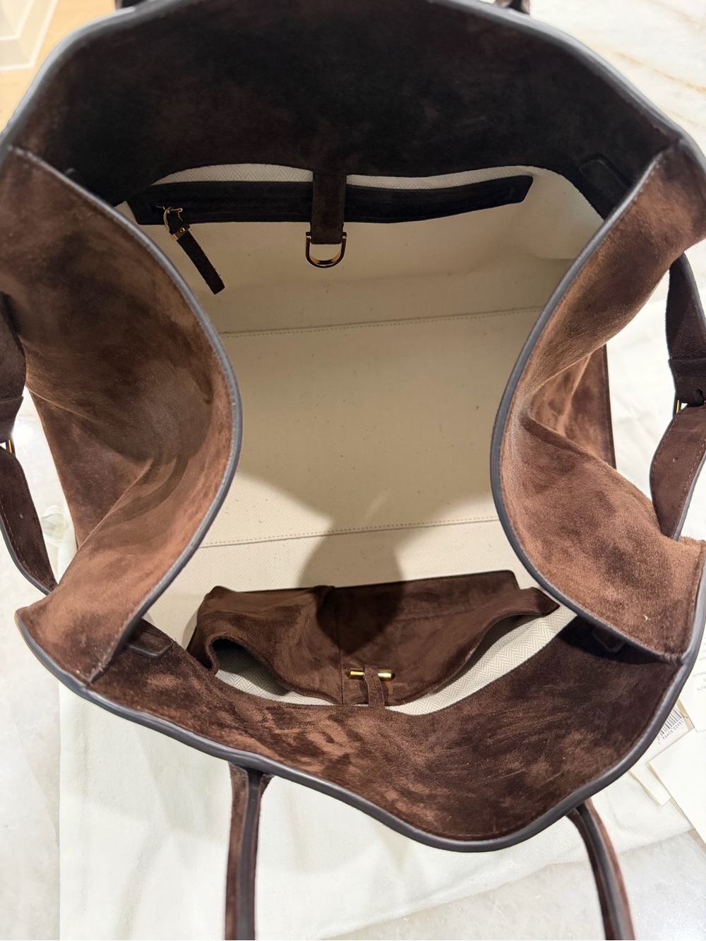 The Row Margaux (size 15) Suede Tote Mocha - Picture 12 of 16